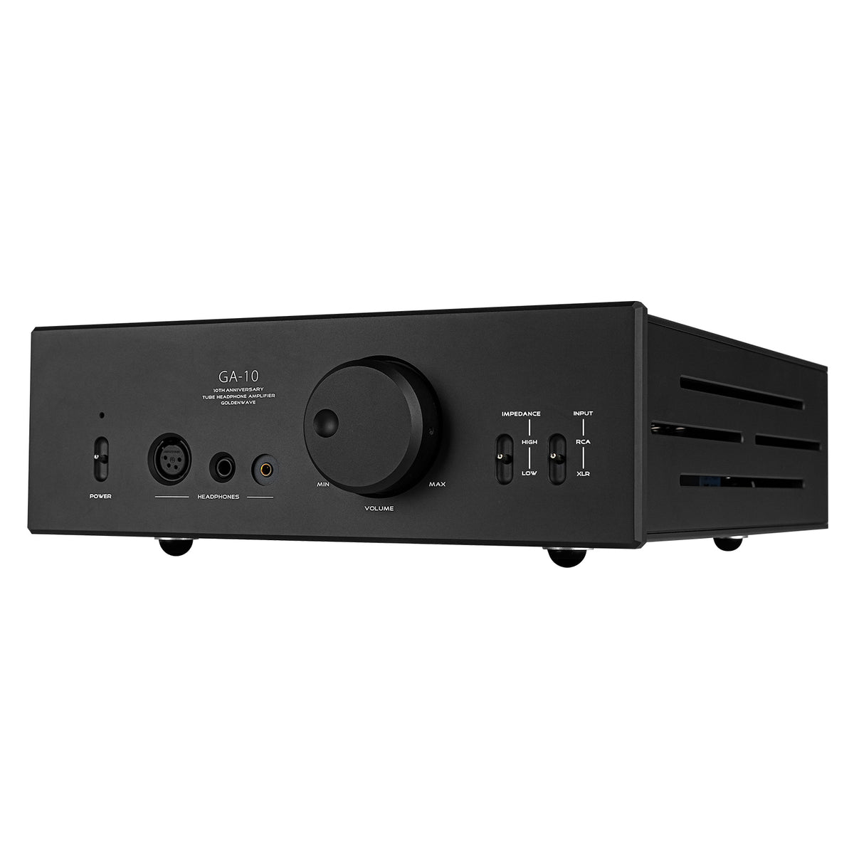 HiFiMAN GA-10 Tube Headphone Amplifier HiFiMAN GA-10 tube headphone amplifier three quarter view